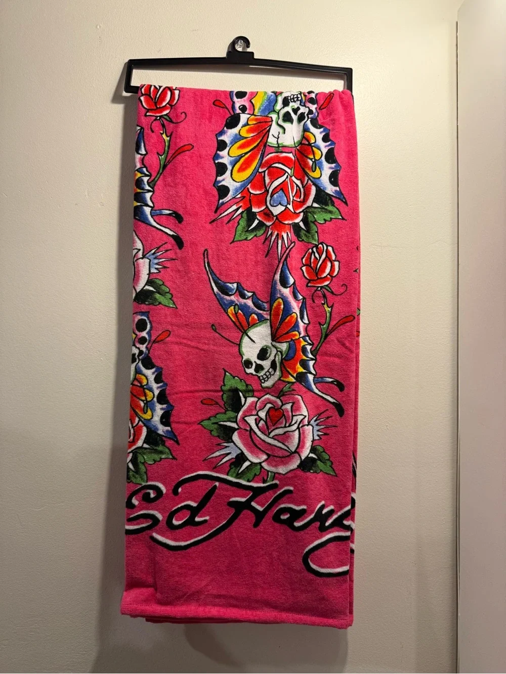 Ed Hardy Beach Towel-Skull Butterfly